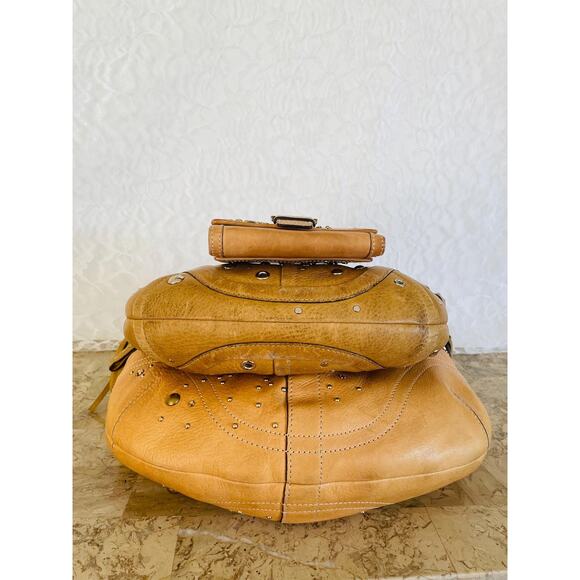 Bundle of 3 Vtg Rare Coach Ergo stud rivet camel Shoulder bag mini Wallet Y2K - Picture 6 of 9